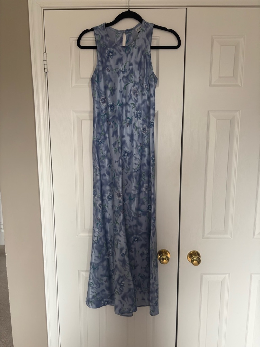 Vintage Light Blue Floral Maxi Dress